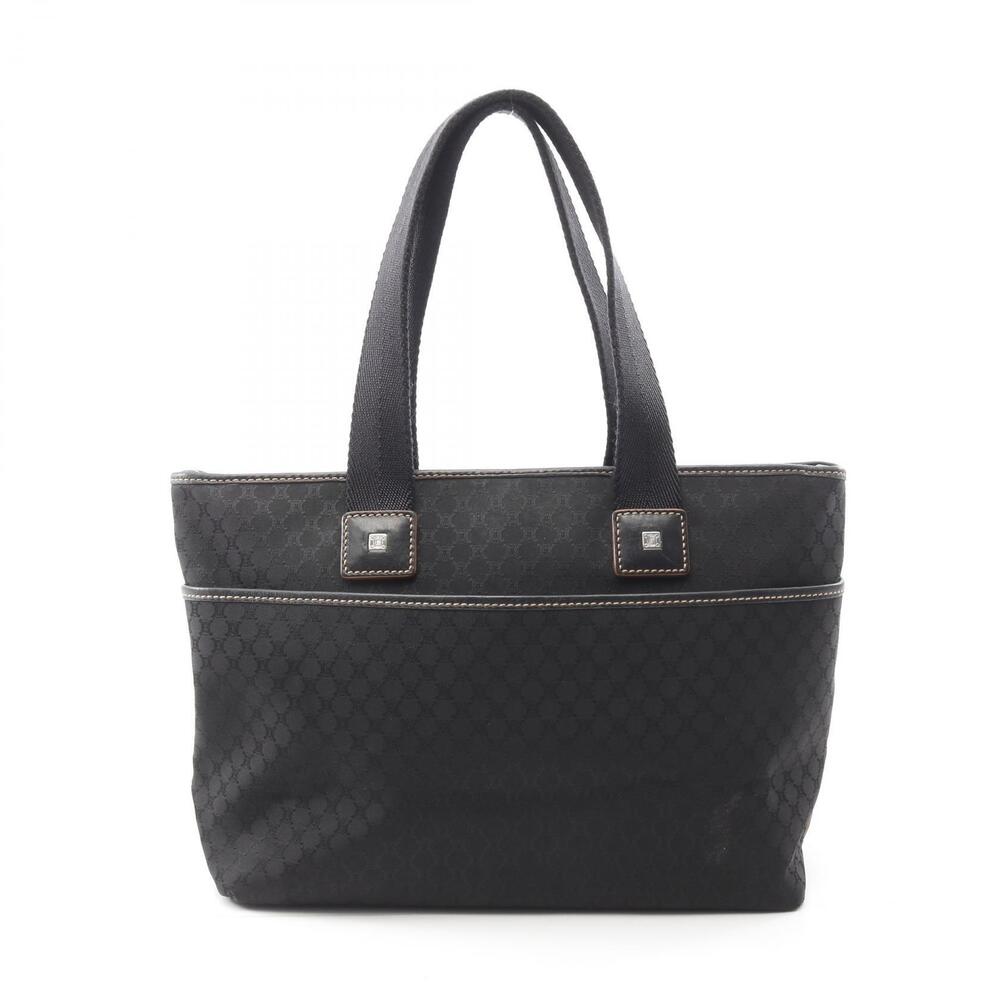 Celine Macadam Tote Bag Canvas Leather Black